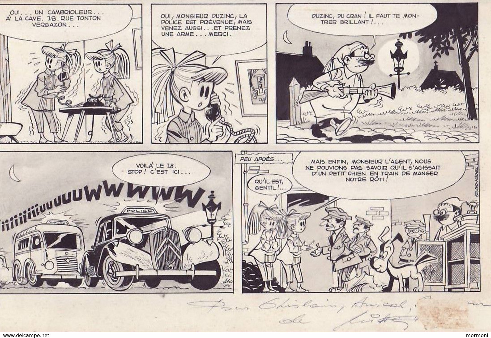 Mittéi - Rare 1/2 Planche De Nane Et Mitsou - Traction Avant - Planches Et Dessins - Originaux