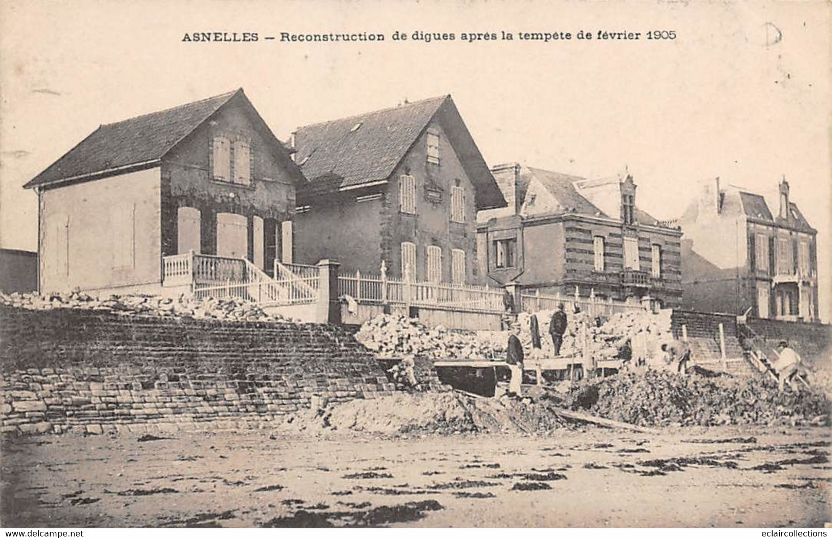 Asnelles       14        Reconstruction De Digues Après La Tempête De 1905              (voir Scan) - Sonstige & Ohne Zuordnung