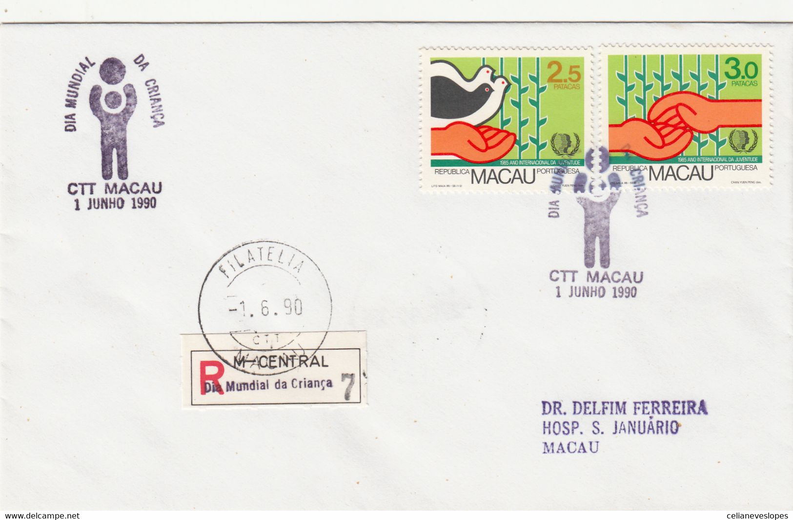 Macau, Macao, FDC, (305), Dia Mundial De Criança, 1990, Registada - FDC