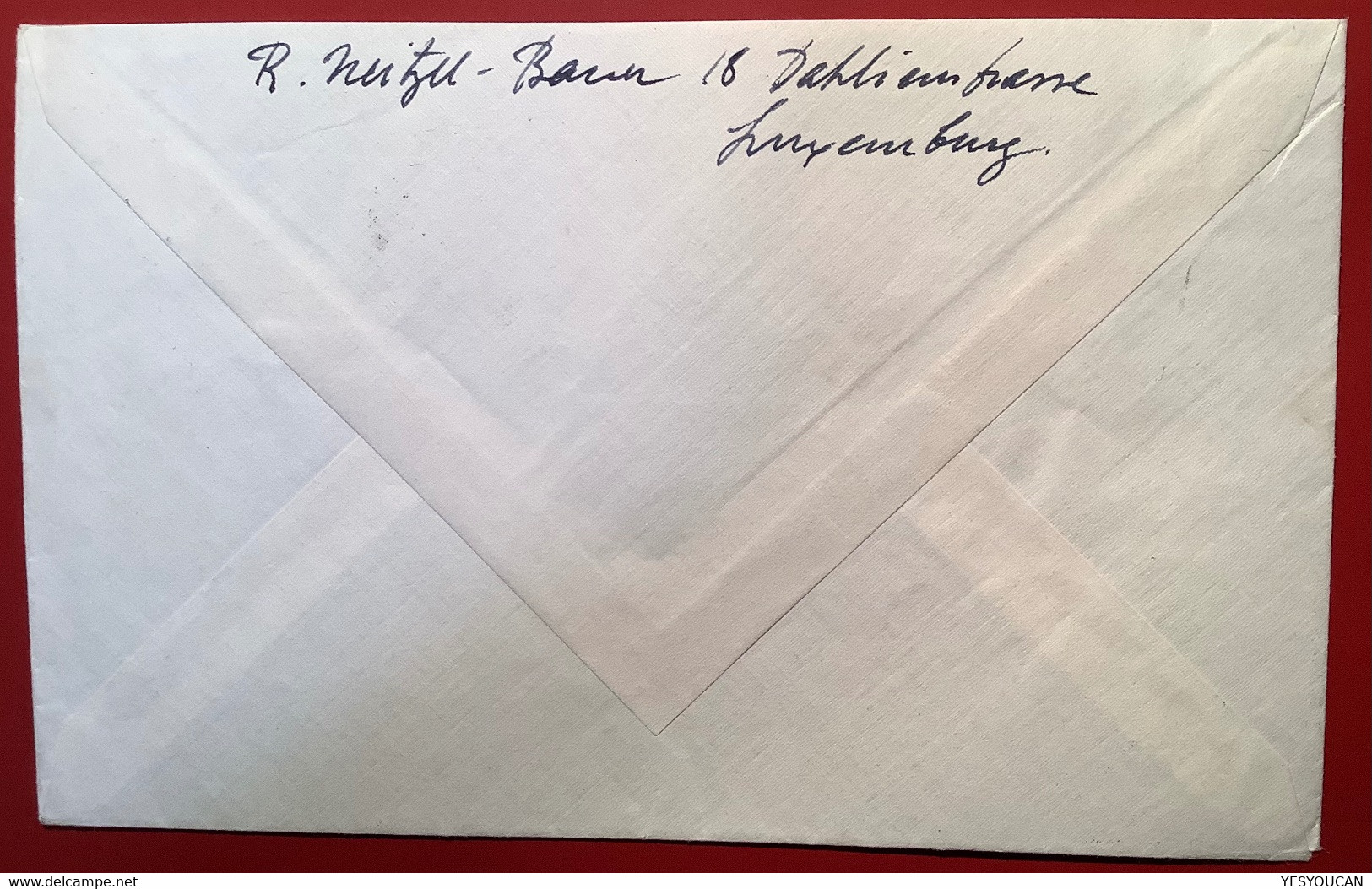 1951 4f Europe Unie Paix, Yv 448 = 50€ SUPERBE ! Lettre Centilux 1952>Stuttgart (Luxemburg Brief Cover Luxembourg EUROPA - Briefe U. Dokumente