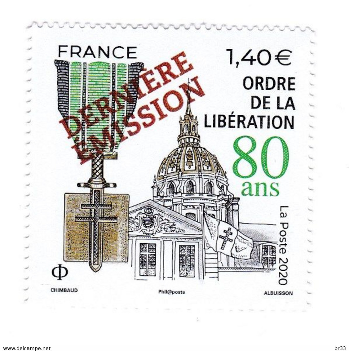 Timbre 1,40€ Ordre De La Liberation Surchargé Dernière Emission En 2021 Yvert 5458A - Neufs