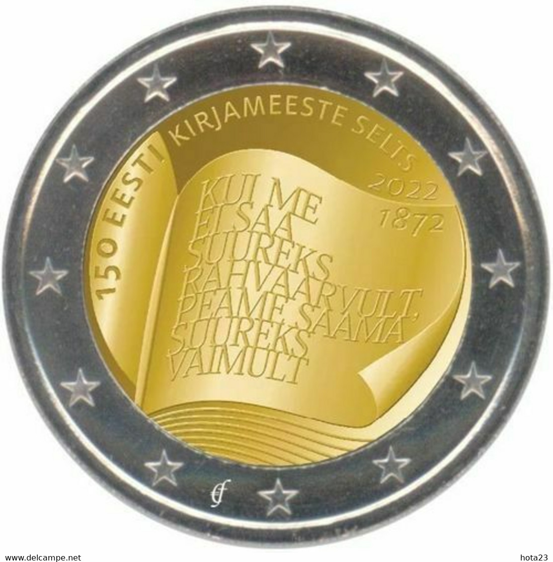 2 Euro Estonia 2022 - 150 Years Society Of Estonian Literati UNC From Bank Roll - Estland