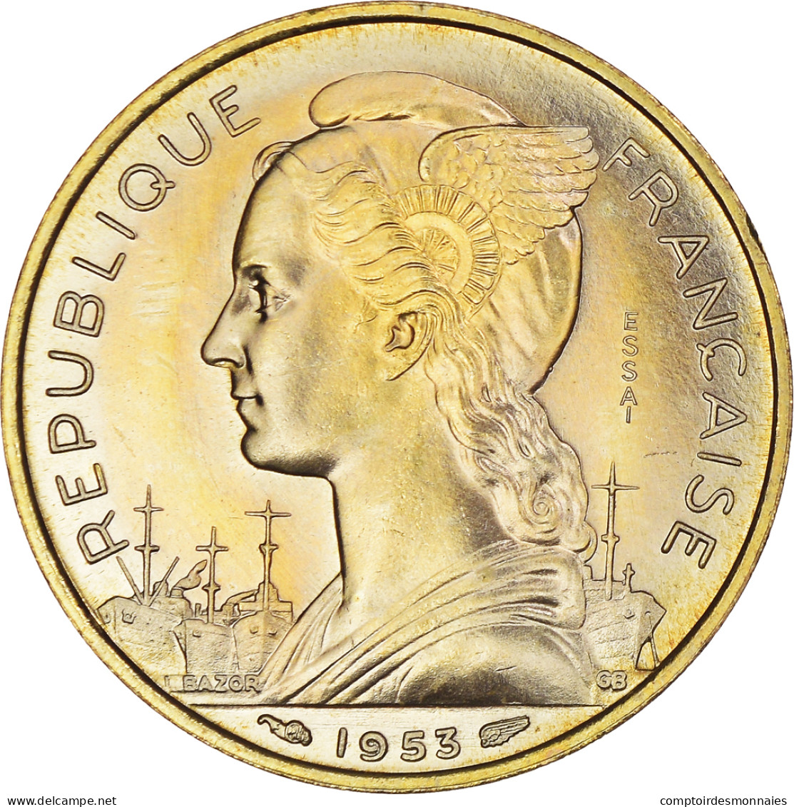 Monnaie, Madagascar, 20 Francs, 1953, Paris, ESSAI, FDC, Bronze-Aluminium - Madagascar