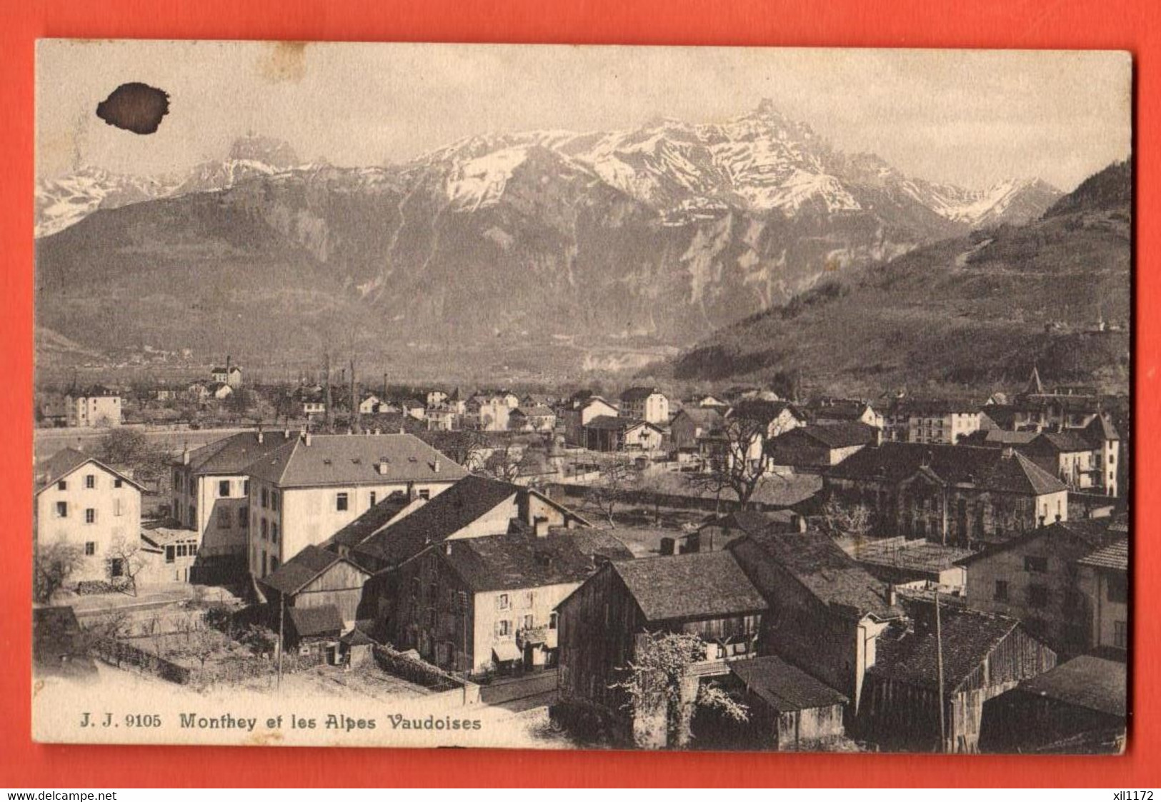 ZRB-01 Monthey Et Les Alpes Vaudoises  Jullien 9105  Circulé 1926Tache Visible Sur Le Scan - Monthey