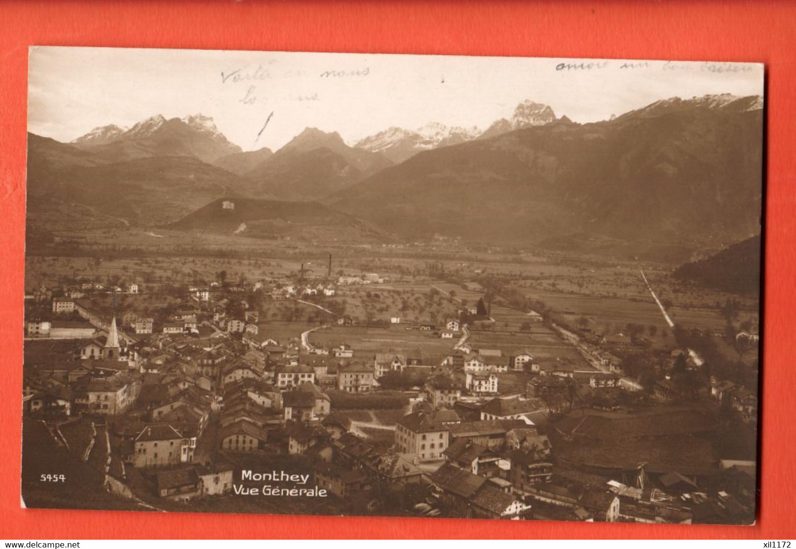 ZRB-16 Monthey  Vue Générale SEPIA. Cachet Militaire Cie 16 D'Artillerie De Forteresse.1915 - Monthey