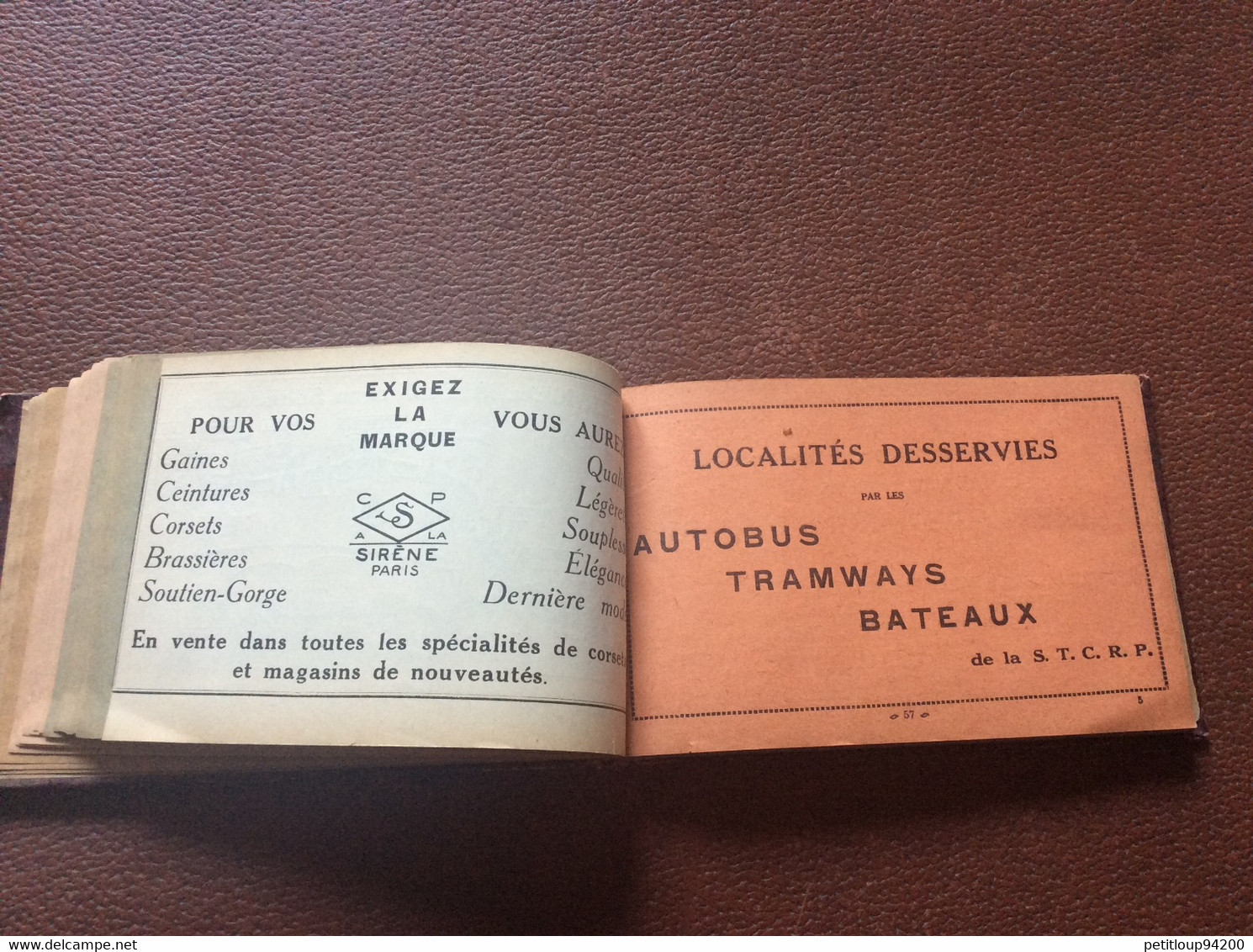 GUIDE OFFICIEL  SOCIETE DES TRANSPORTS EN COMMUN DE LA RÉGION PARISIENNE STCRP Autobus Tramways Bateaux Rues ANNÉES 1920