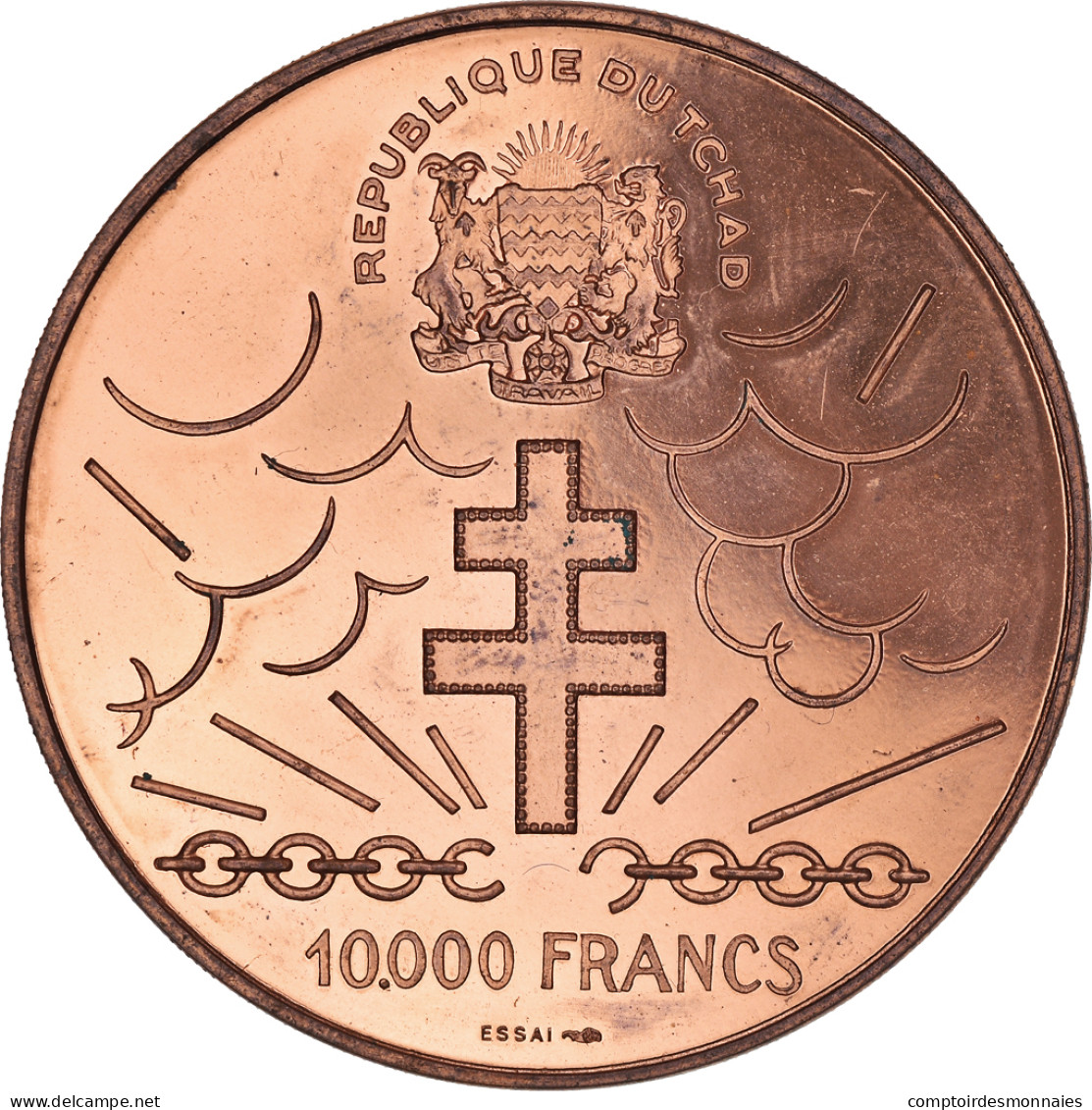 Monnaie, Tchad, Général De Gaulle, 10000 Francs, 1970, Paris, ESSAI, SPL - Tsjaad