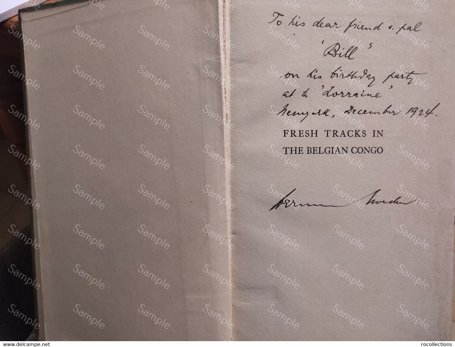 Hermann Norden FRESH TRACKS IN THE BELGIAN CONGO. London 1924. Author's Handwritten Dedication - Africa