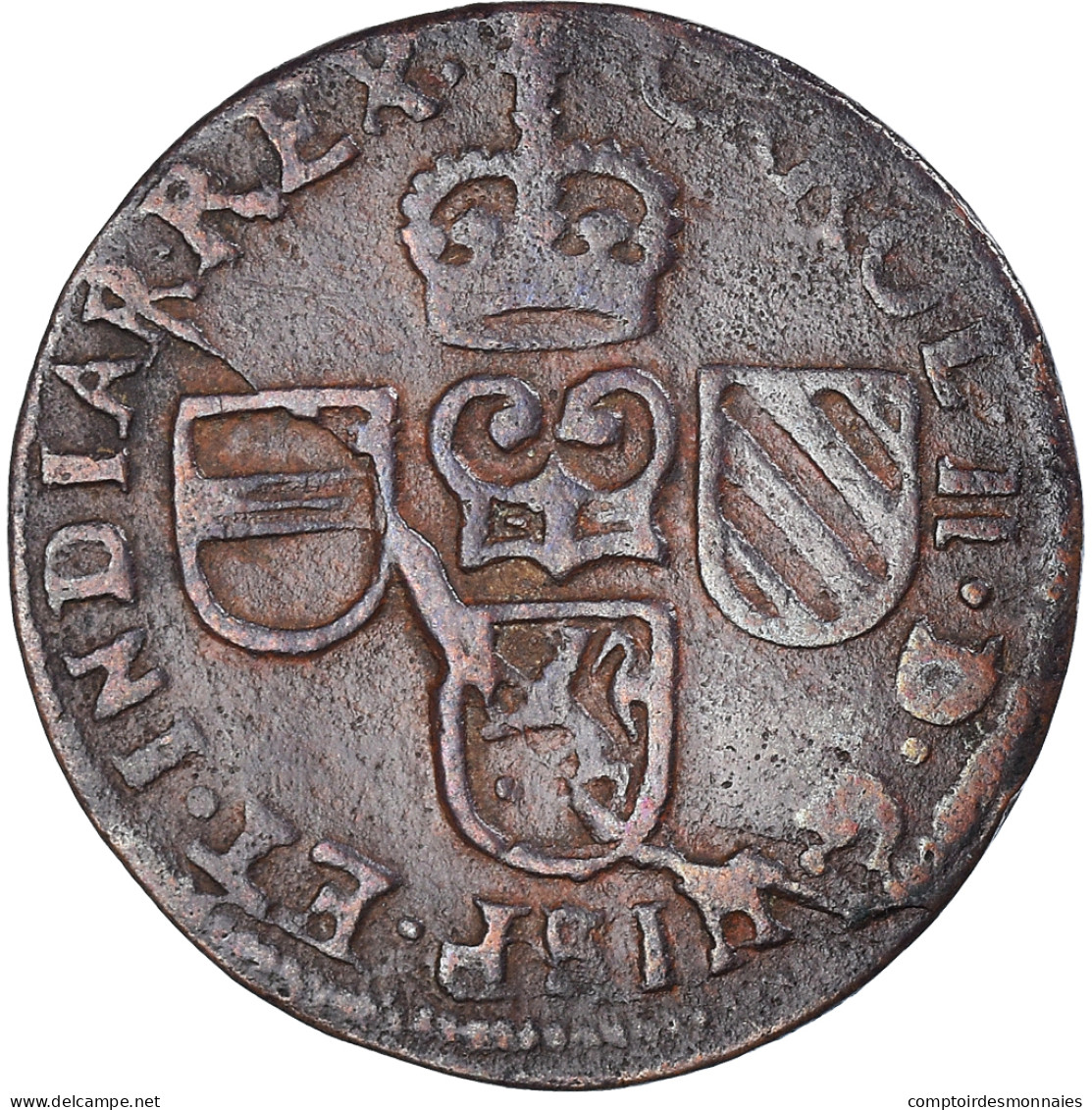 Monnaie, Pays-Bas Espagnols, Flandre, Charles II, Liard, 12 Mites, 1693, Bruges - Pays Bas Espagnols