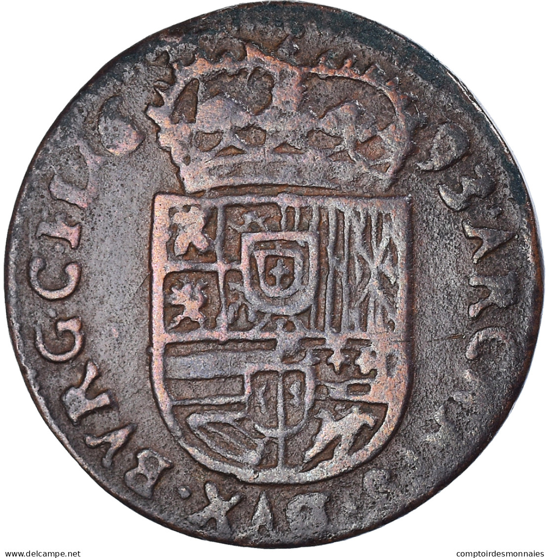 Monnaie, Pays-Bas Espagnols, Flandre, Charles II, Liard, 12 Mites, 1693, Bruges - Países Bajos Españoles