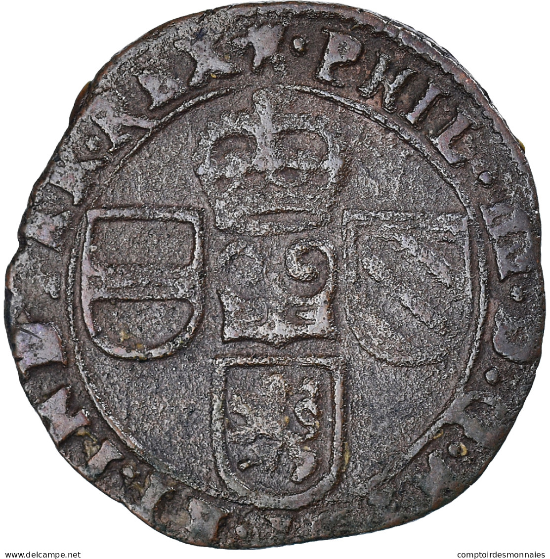 Monnaie, Pays-Bas Espagnols, TOURNAI, Philippe IV, Liard, 12 Mites, 1665 - Pays Bas Espagnols