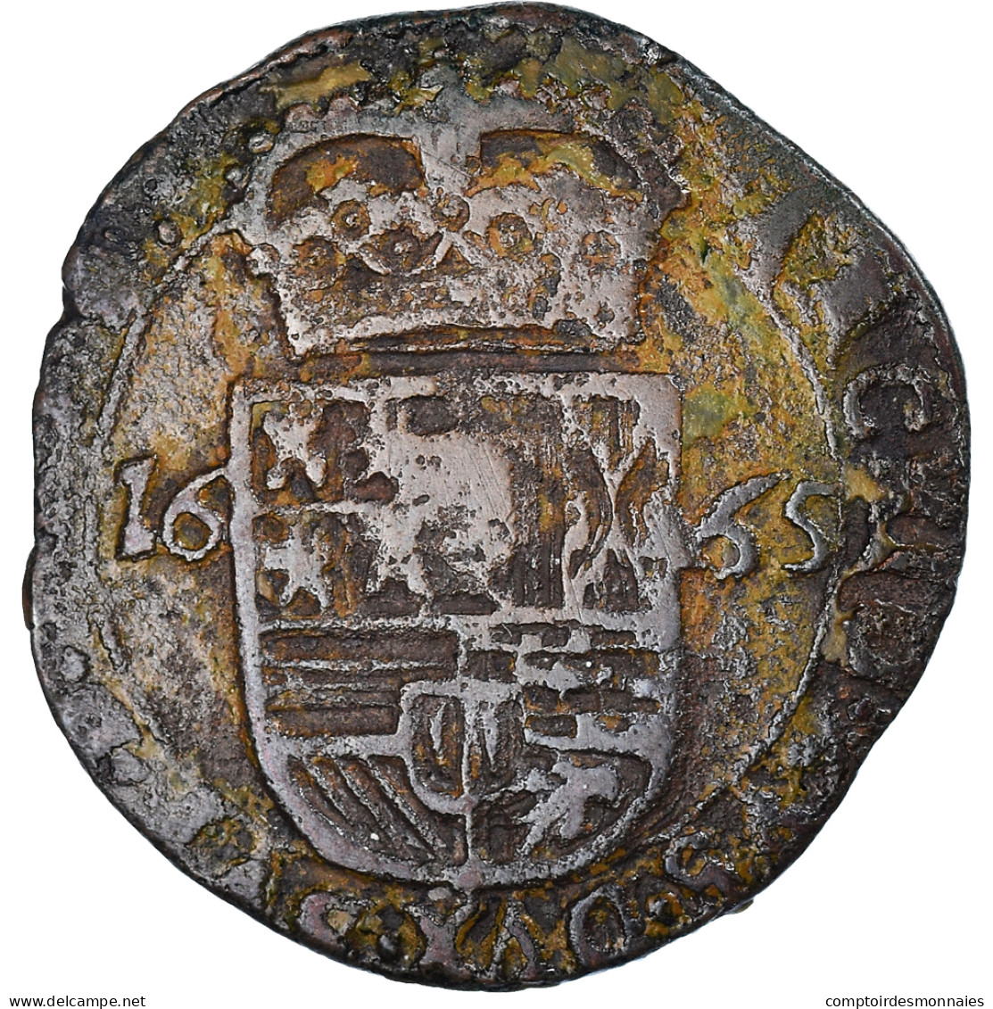 Monnaie, Pays-Bas Espagnols, TOURNAI, Philippe IV, Liard, 12 Mites, 1665 - Pays Bas Espagnols