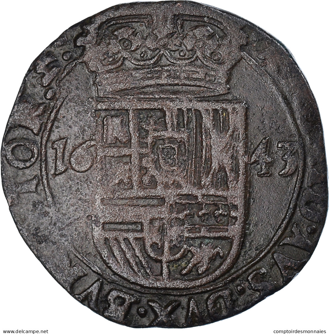 Monnaie, Pays-Bas Espagnols, Philippe IV, Liard, 12 Mites, 1643 Tournai - Spanische Niederlande