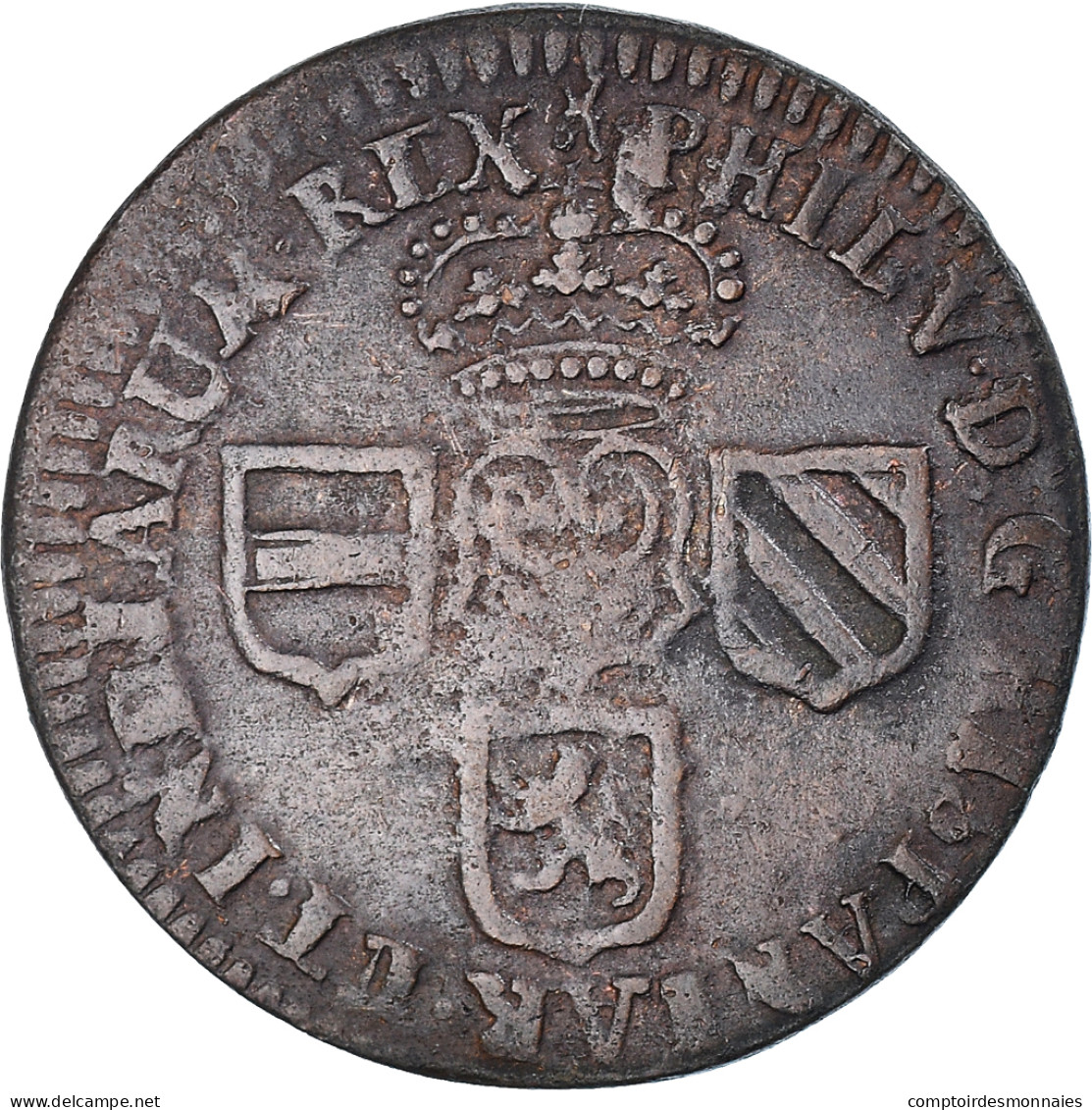 Monnaie, Pays-Bas Espagnols, NAMUR, Philip V Of Spain, Liard, 1710, Namur, TTB - Paesi Bassi Spagnoli