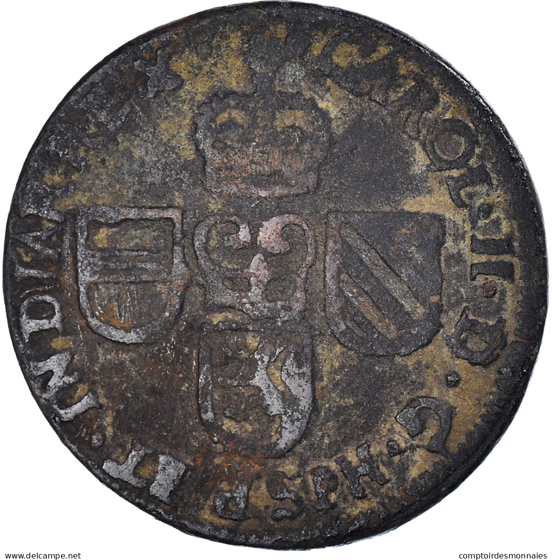 Monnaie, Pays-Bas Espagnols, Flandre, Charles II, Liard, 12 Mites, 1693, Bruges - Pays Bas Espagnols