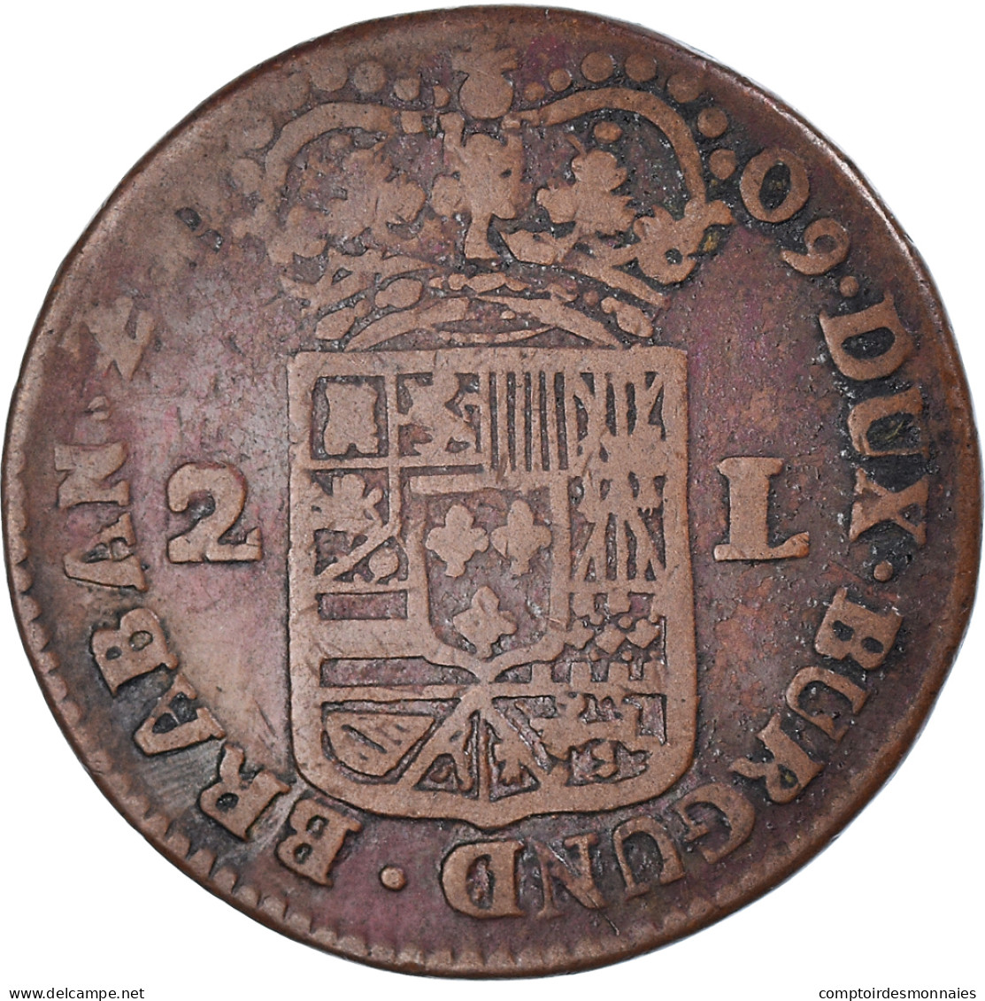 Monnaie, Pays-Bas Espagnols, NAMUR, Philip V Of Spain, 2 Liards, 1709, Namur - Spanish Netherlands