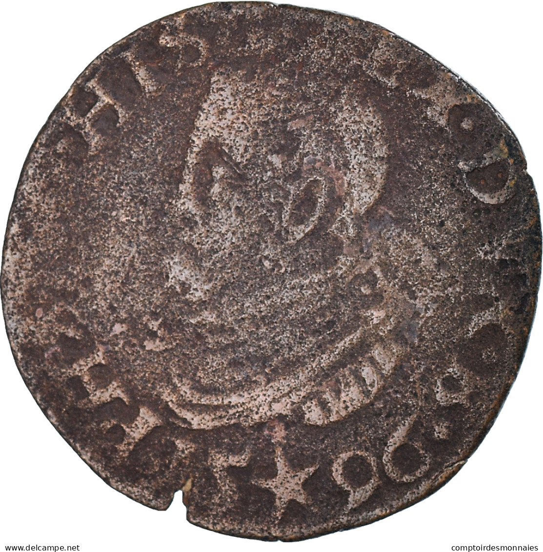 Monnaie, Pays-Bas Espagnols, Philippe II, Gigot, 1596, Maastricht, TB+, Cuivre - Spaanse Nederlanden