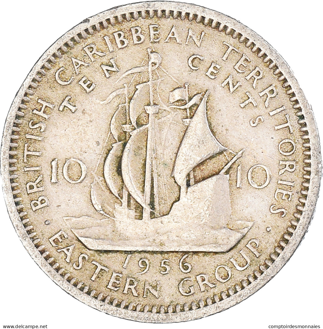 Monnaie, Etats Des Caraibes Orientales, 10 Cents, 1956 - Territoires Britanniques Des Caraïbes