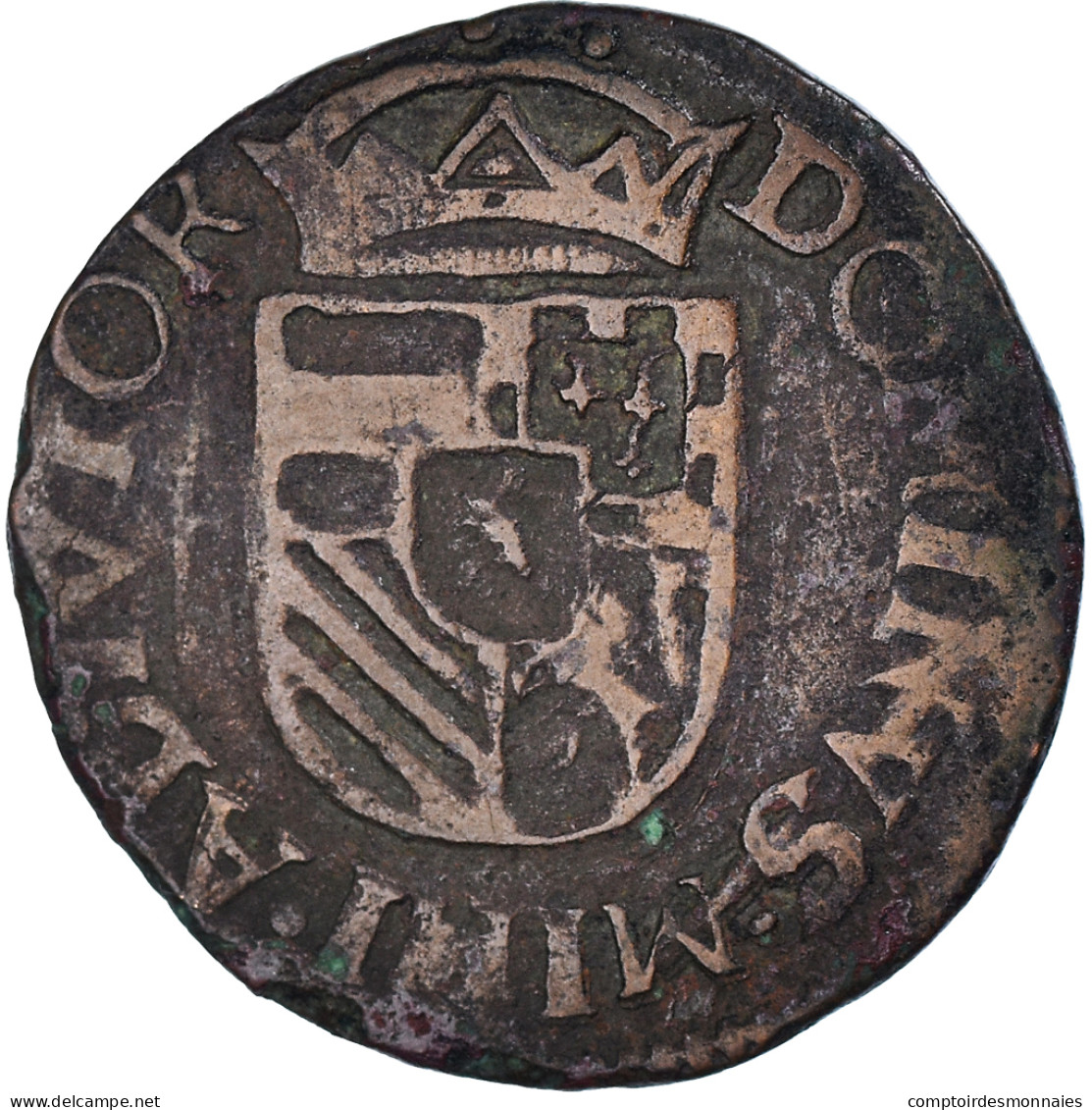 Monnaie, Pays-Bas Espagnols, Philippe II, Liard, 1586, Arras, TB+, Cuivre - Spanish Netherlands