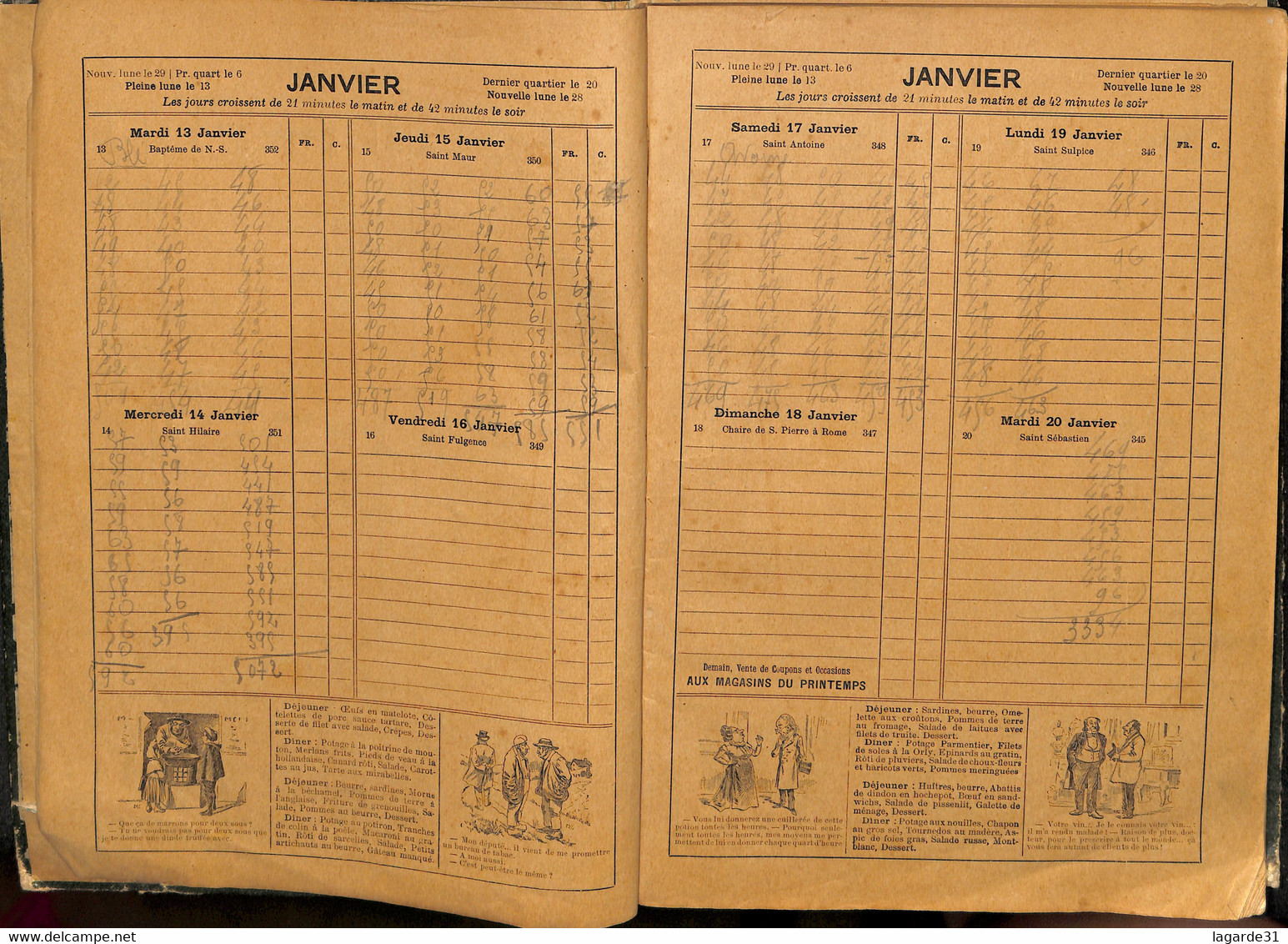 Agenda Illustré 1903  Des Magasins Du Printemps Toulouse ( Couverture Abimée - Dechirure) Trés Rare - Grossformat : 1901-20