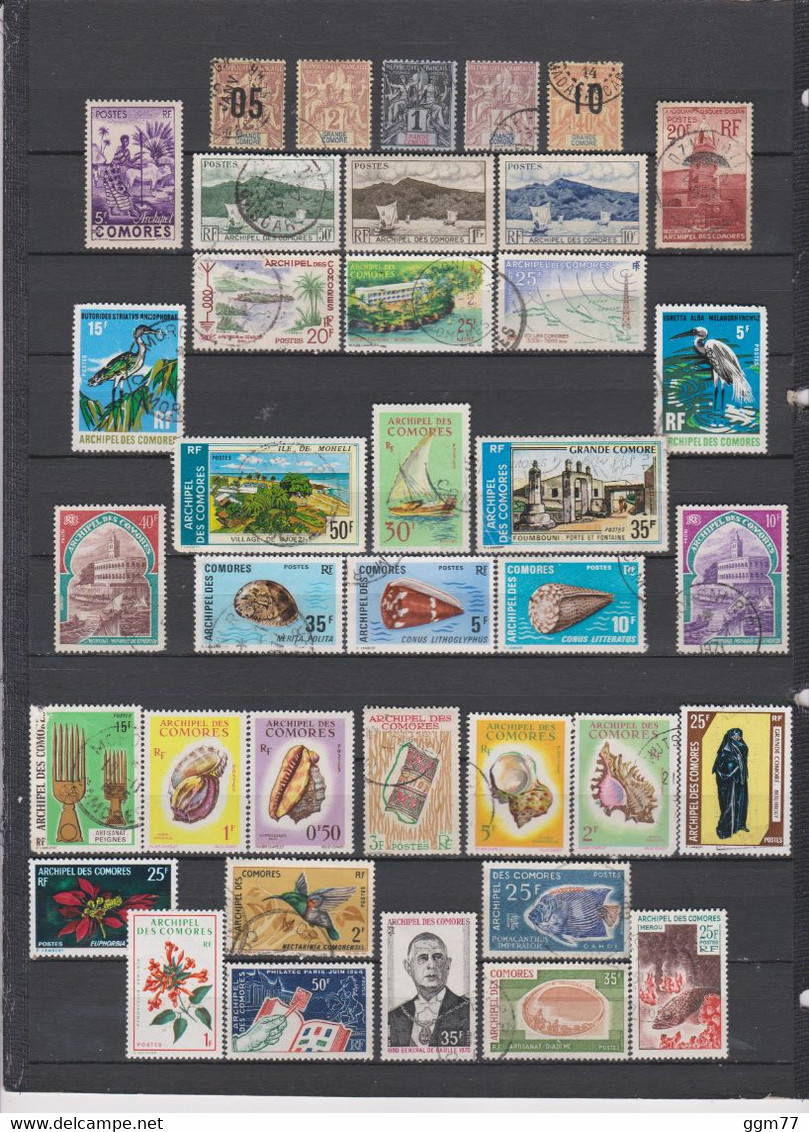 44 TIMBRES GRANDE COMORE & COMORES OBLITERES & NEUFS**&* + SANS GOMME DE 1897 à 1975 - Gebruikt