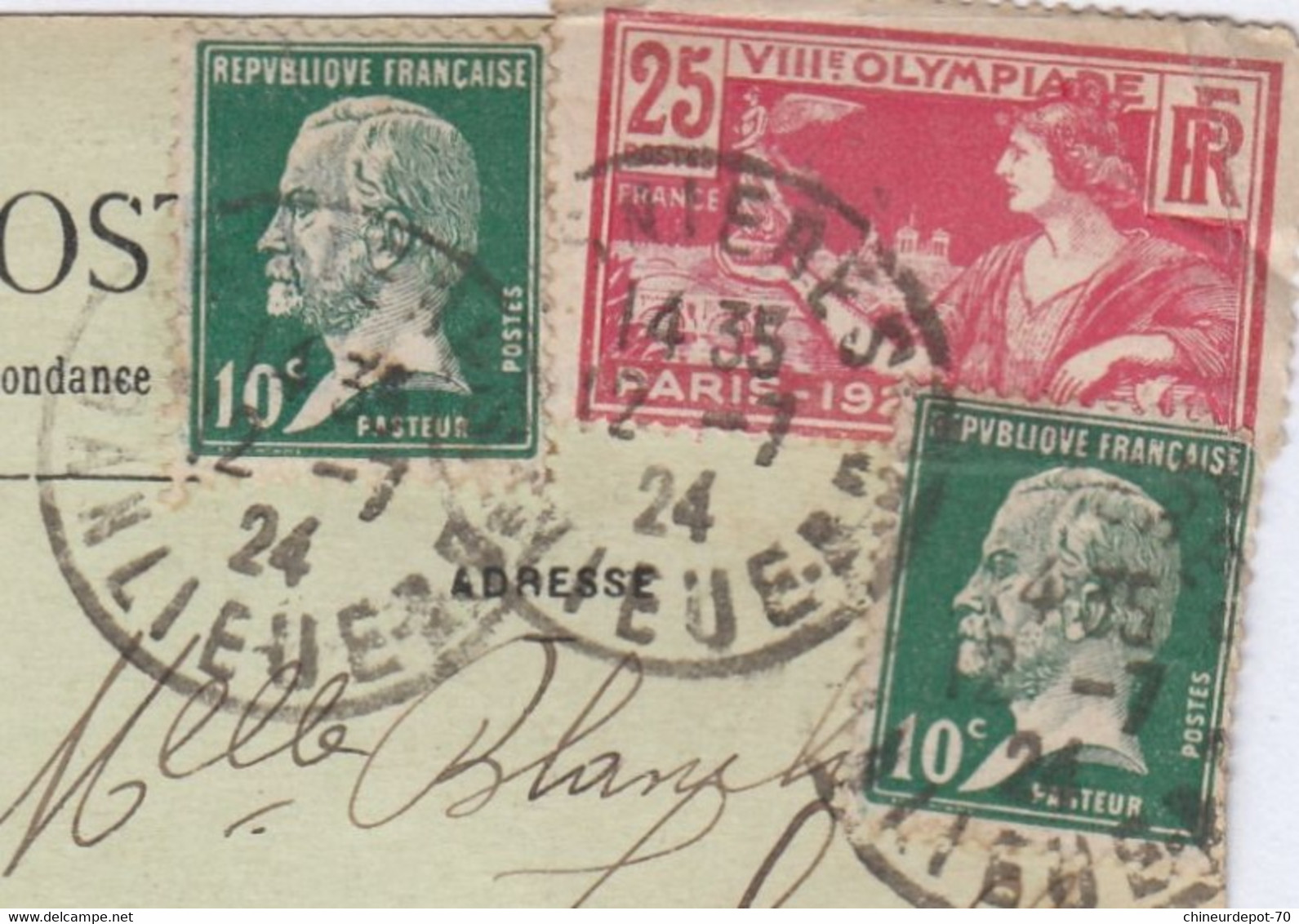 Cpa Versailles L'orangerie Et Le Palais , Timbres Pasteurs Et Olympiade 1924 - Other & Unclassified