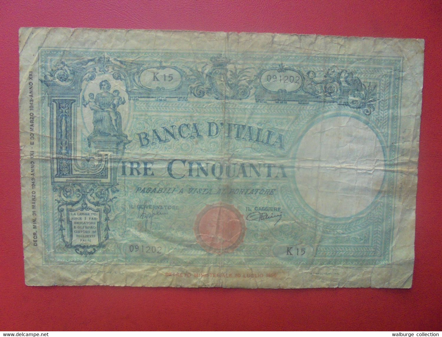 ITALIE 50 LIRE 1943 Circuler (L.6) - 50 Liras