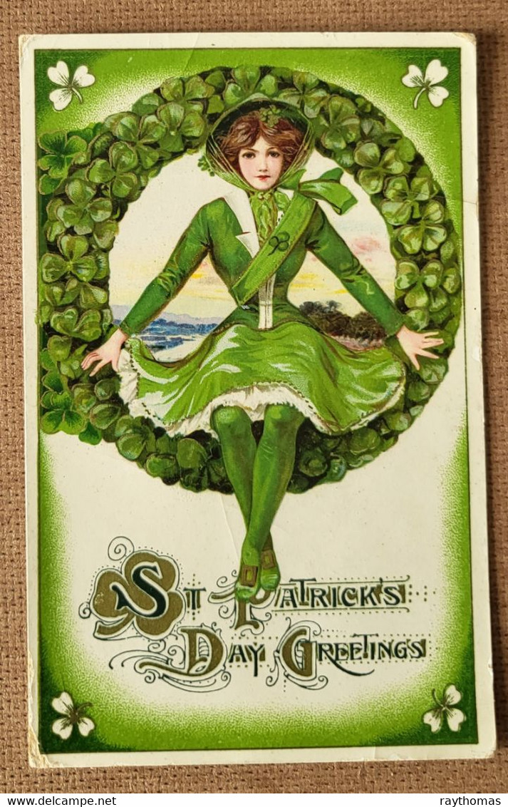 PAIR OF SUPER LOOKING EARLY  IRISH ST PATRICKS DAY CARD - Saint-Patrick's Day