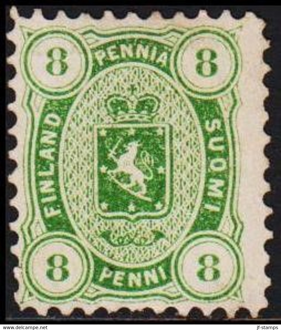 1875-1882. Coat Of Arms. Perf. L 11. 8 PENNI No Gum. Rare Stamp.  (Michel 14 A Y) - JF521937 - Neufs