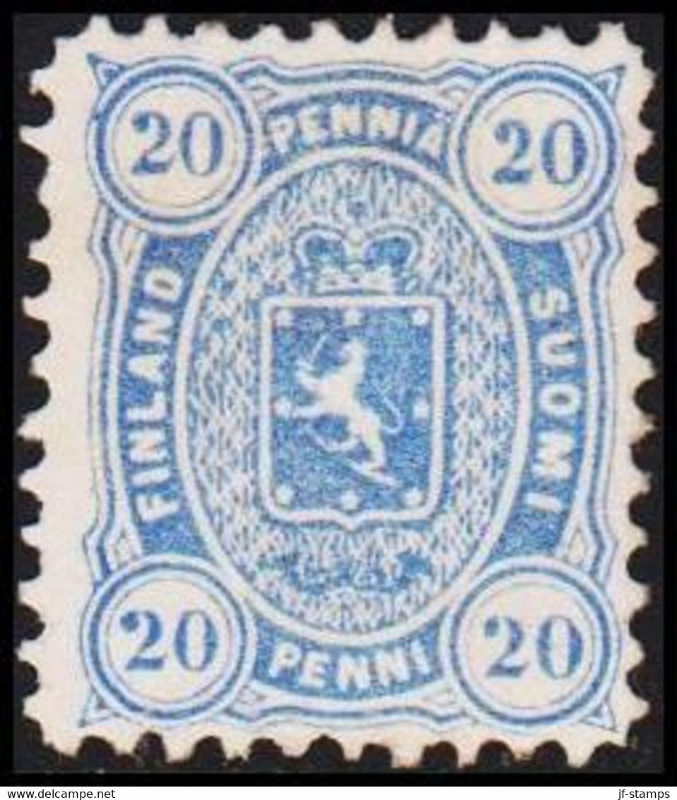 1875-1882. Coat Of Arms. Perf. L 11. 20 PENNI Ultramarine. Hinged. Unusual Stamp.  (Michel 16 Ayb) - JF521939 - Neufs