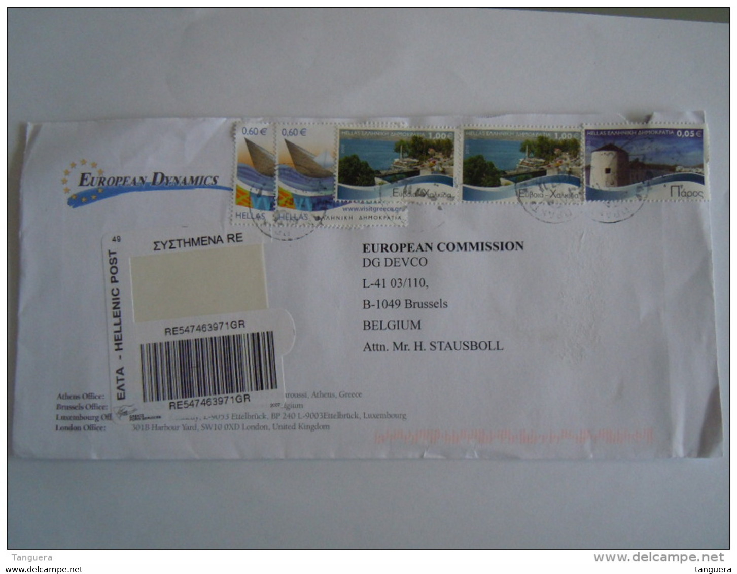 Griekenland Grèce Greece Letter Cover Brief 2010 Registered To Belgium - Cartas & Documentos