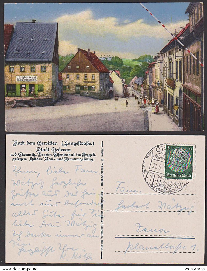 OEDERAN Langestraße SSt. Biene Kleinerzgebirge Buchbinderei A. Bunkowsky, Nach Dem Gewitter 1941 - Oederan