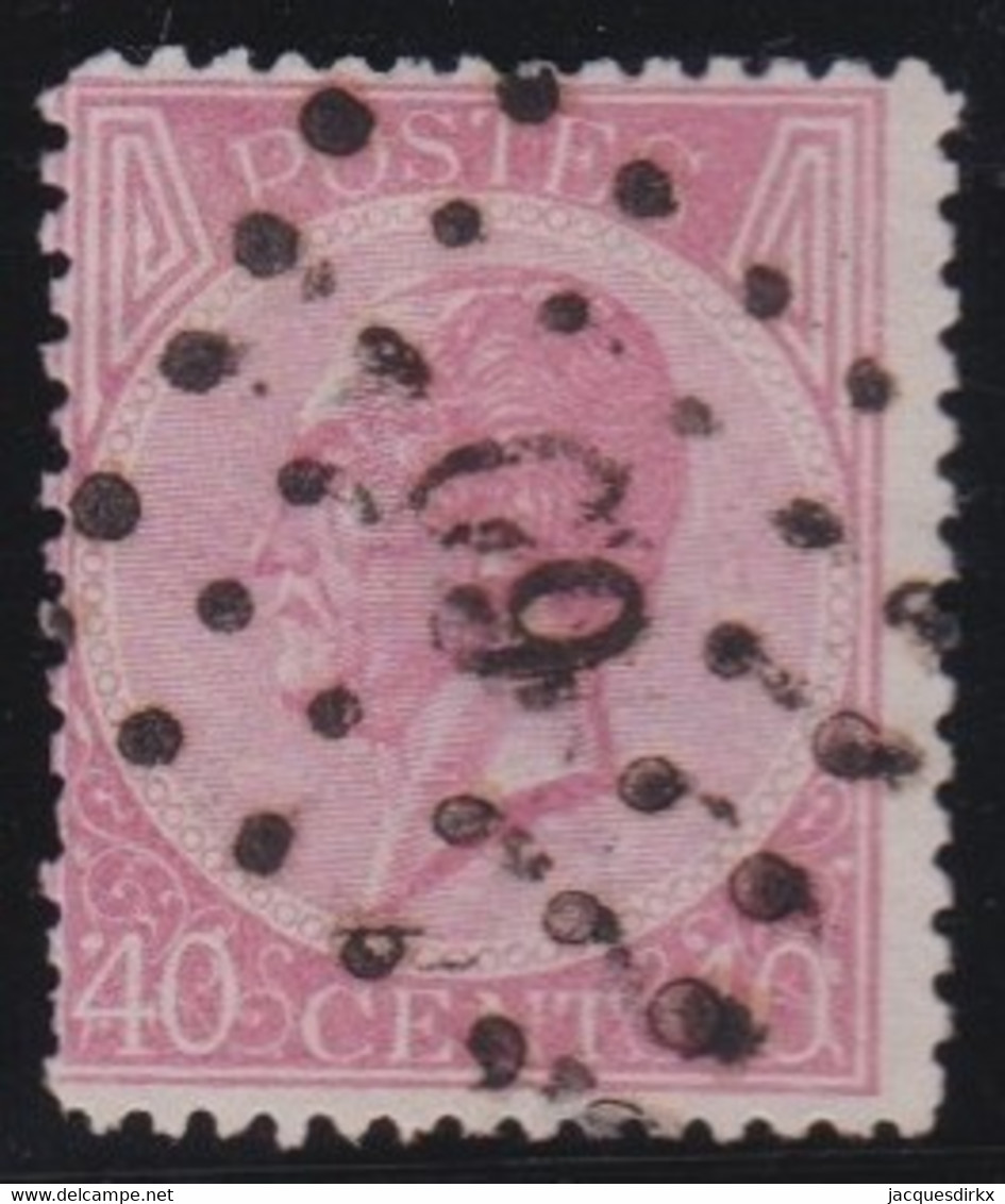 Belgie    .    OBP  .   20    .   Perf. 14½x14        .  O       .    Gestempeld   .   /   .    Oblitéré - 1865-1866 Profilo Sinistro