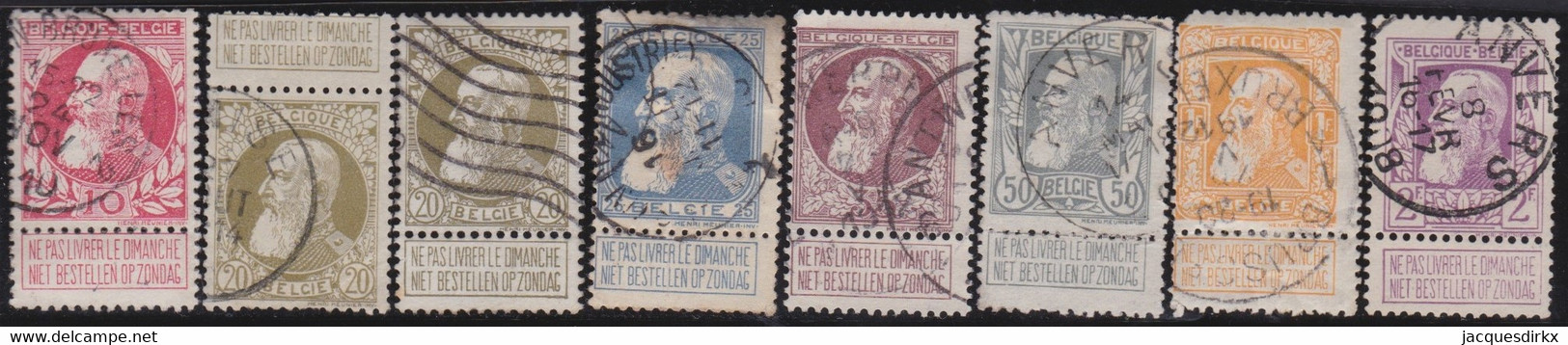 Belgie    .    OBP  .   74/80     .     O       .    Gestempeld   .   /   .    Oblitéré - 1893-1900 Fine Barbe