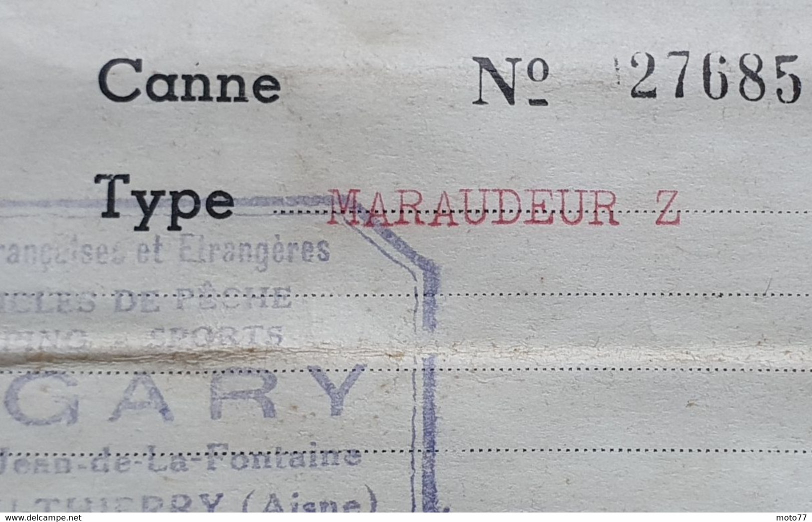 Certificat GARANTIE Canne B.V.Fario - MITCHELL Moulinet à PÊCHE - Poisson Truite - Environ 20.5x13.5 Cm - 15 Juin 1960 - Fishing