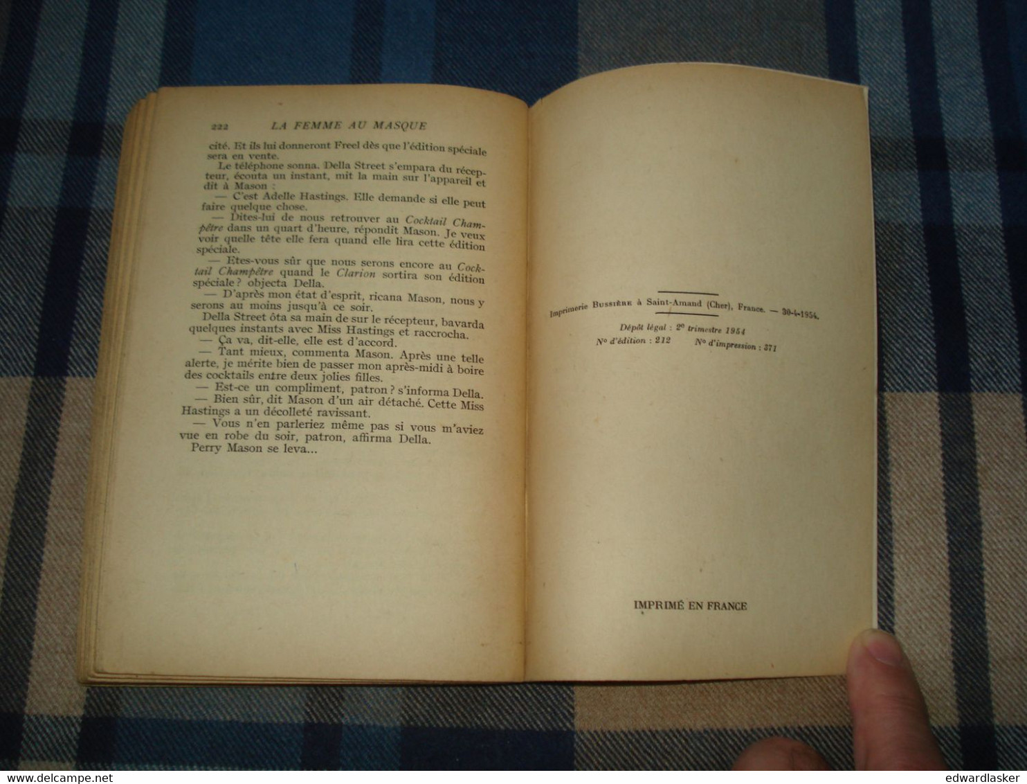 Un MYSTERE N°7 : La FEMME Au MASQUE /Erle Stanley GARDNER - Avril 1954 - Presses De La Cité