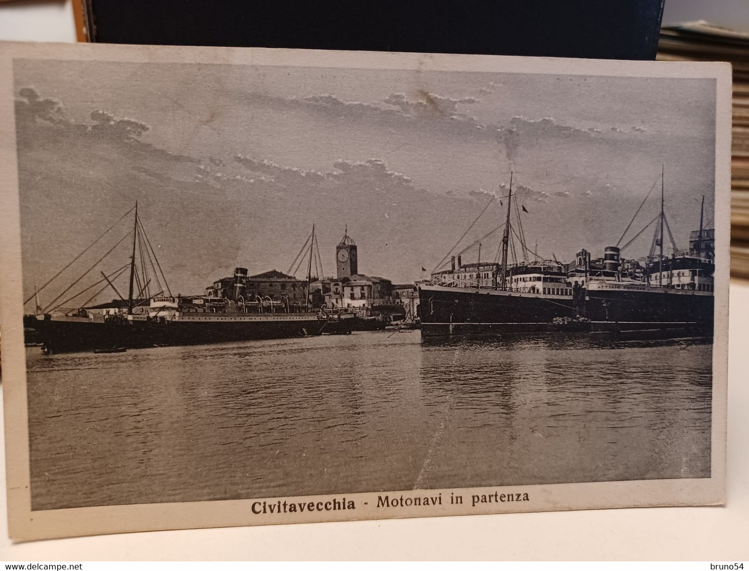 Cartolina Civitavecchia Motonavi In Partenza 1936 - Civitavecchia