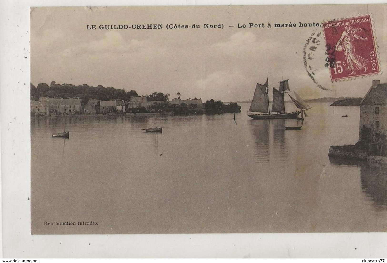 Créhen (22) : MP D'un Bateau à Voile 2 Mâts Dans Le Port De Le Guildo En 1928 (animé) PF. - Créhen
