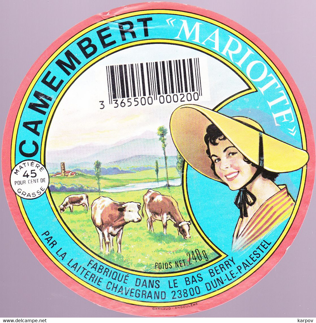 ÉTIQUETTE DE FROMAGE  -  CAMEMBERT MARIOTTE - Käse