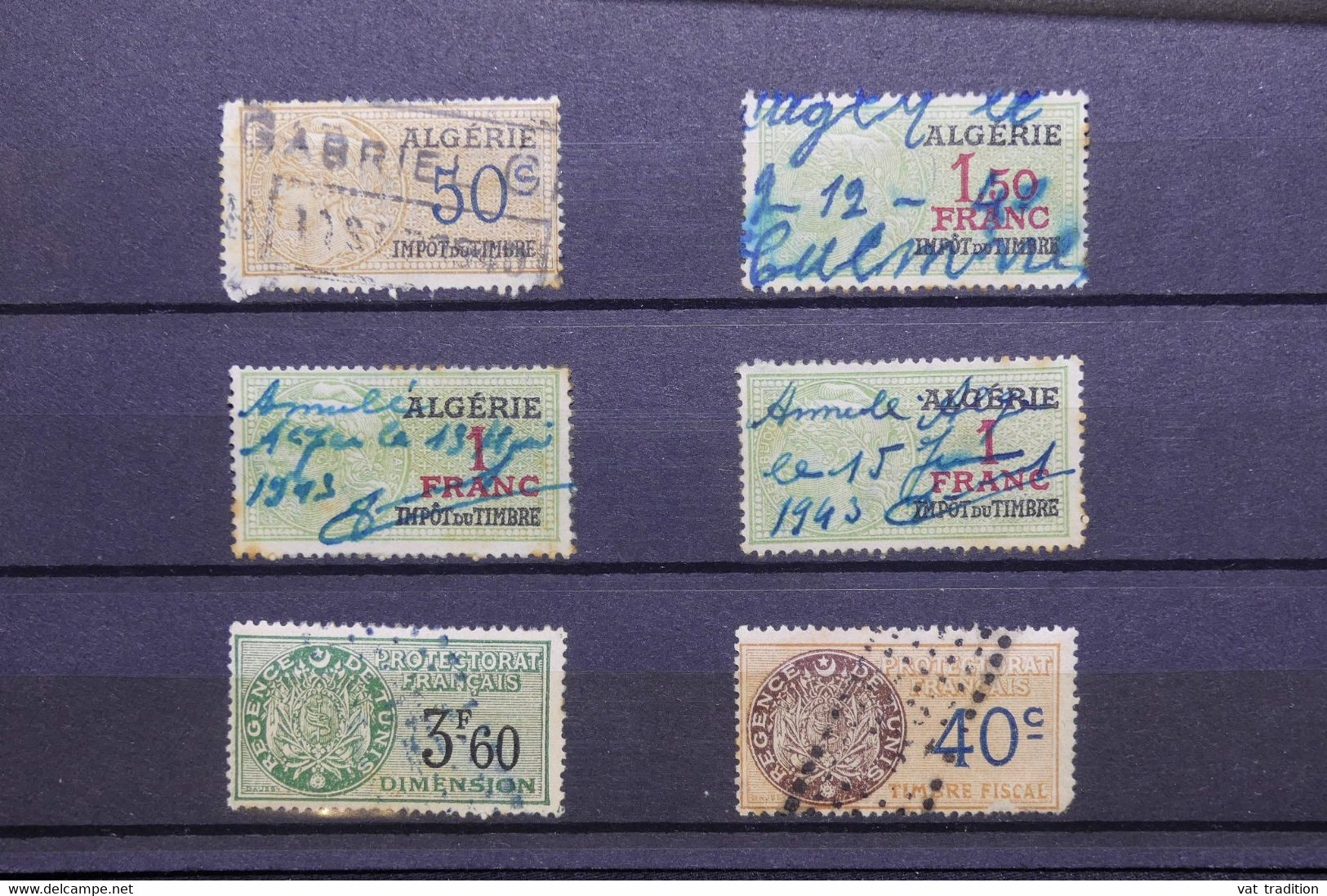 ALGÉRIE / TUNISIE- Lot De 6 Fiscaux D'Algérie Et De Tunisie - L 125115 - Collections, Lots & Séries