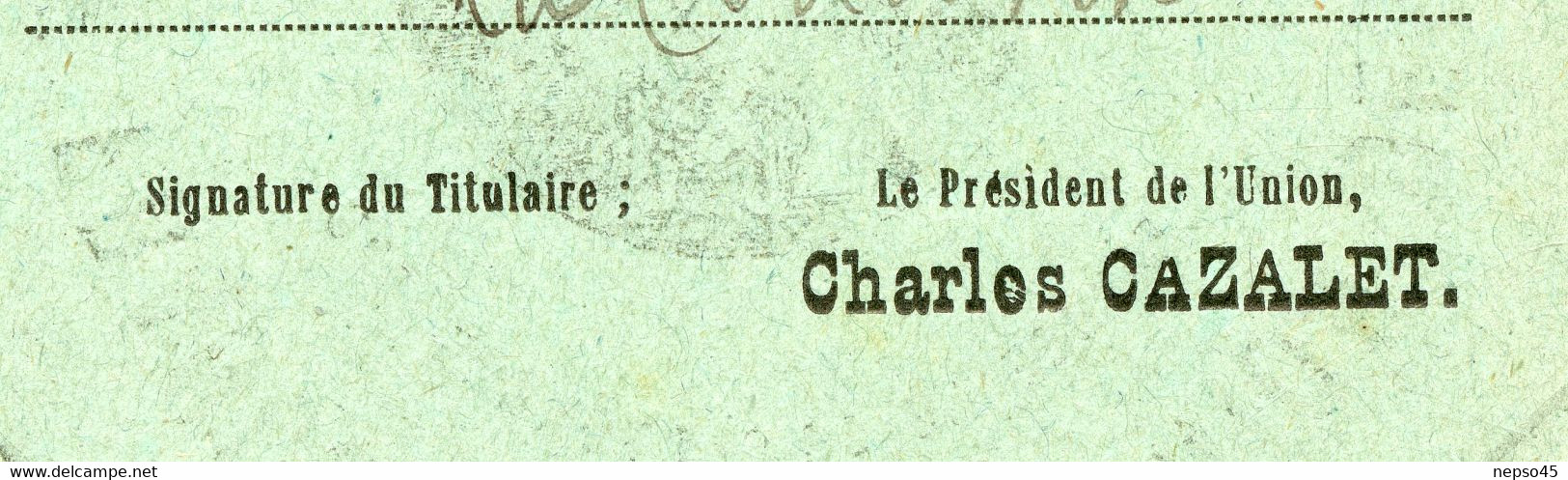 Carton De Membre De L'Union Des Sociétés De Gymnastique De France.1902.Président Charles Cazalet Bordeaux 8 Rue Reignier - Athlétisme