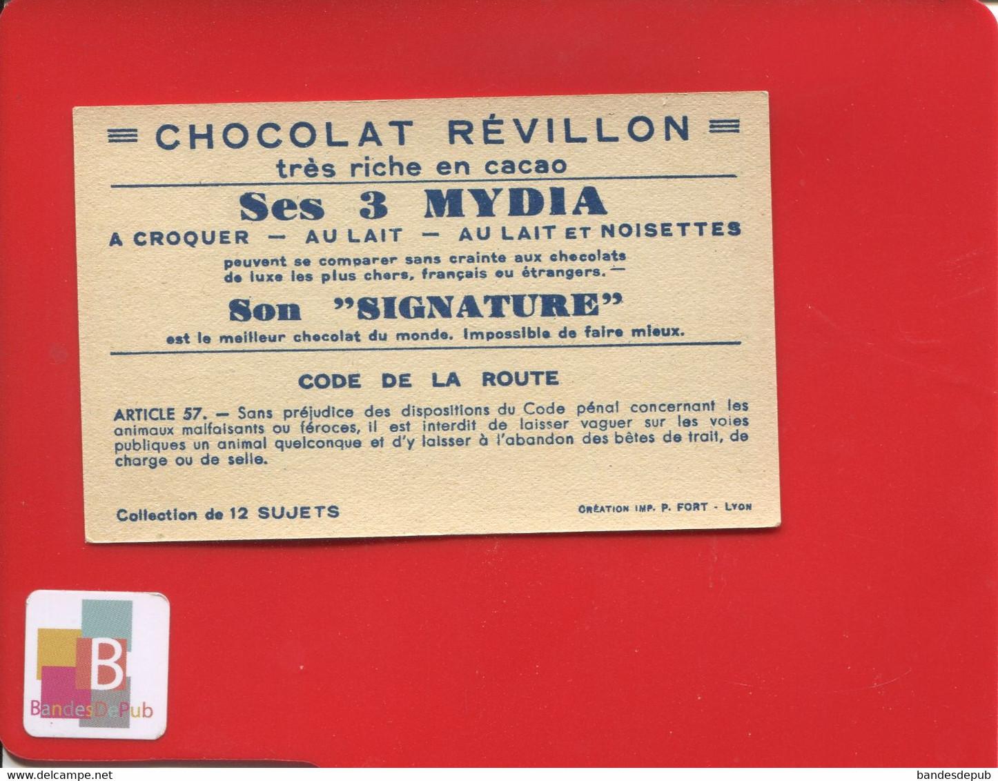 Chocolat REVILLON Chromo Image Code Route éléphant ELEPHANT Voie Publique - Revillon