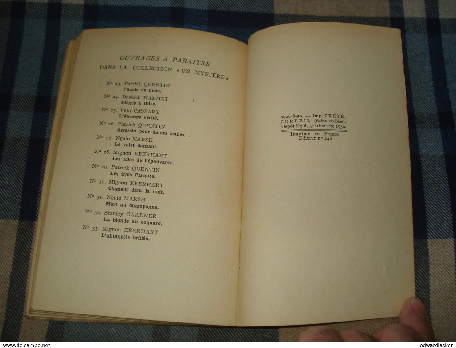 Un MYSTERE N°34 : CHOC En RETOUR /Ferguson FINDLEY - Août 1950 - Presses De La Cité