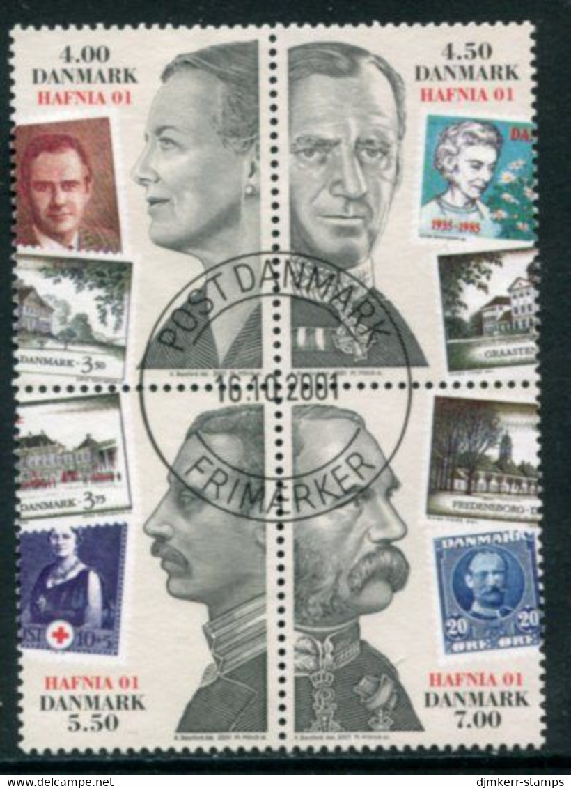 DENMARK 2001 HAFNIA'01 Stamp Exhibition.se-tenant Ex Block Used. Michel 1287-90 - Gebruikt