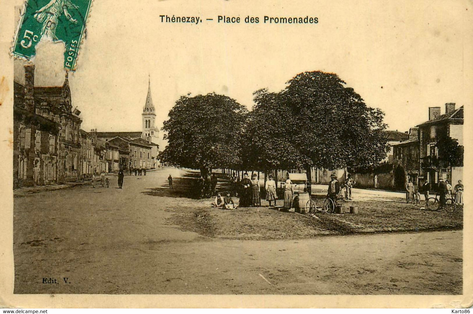 Thénezay * 1908 * Place Des Promenades * Puits * Villageois - Thenezay