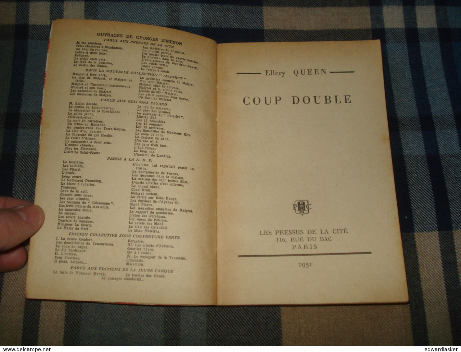 Un MYSTERE N°51 : COUP DOUBLE /Ellery QUEEN - Avril 1951 - Presses De La Cité