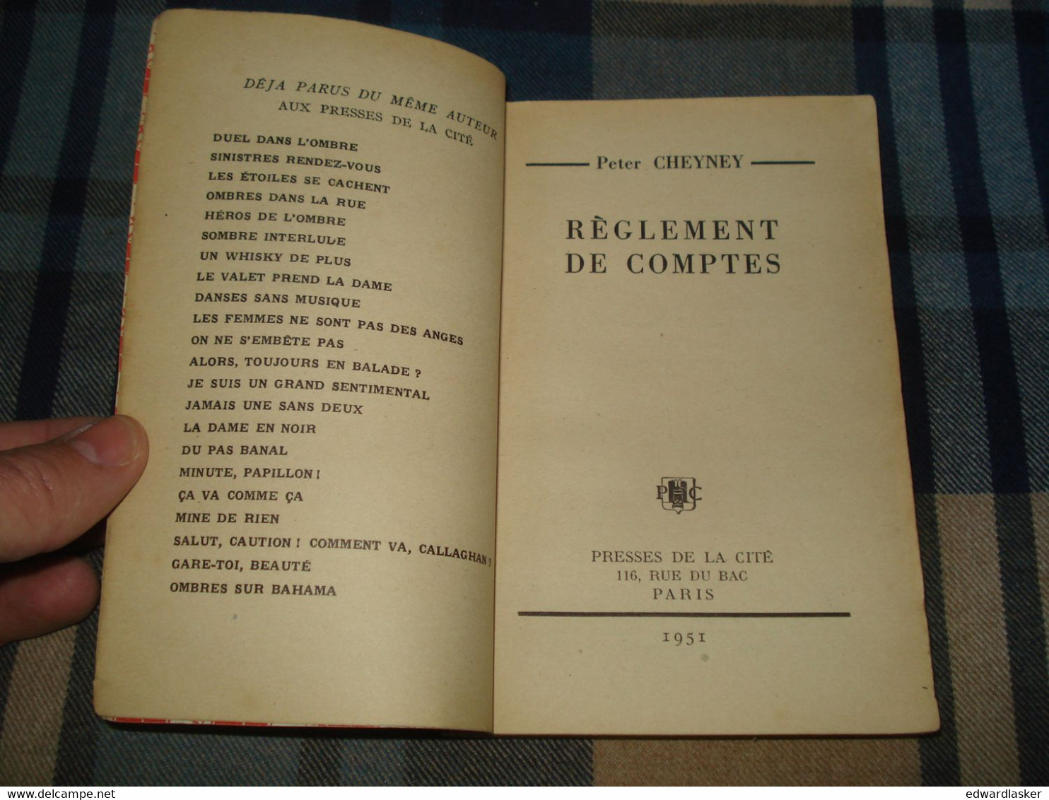 Un MYSTERE N°63 : RÈGLEMENT DE COMPTES /Peter CHEYNEY - Mai 1951 [2] - Presses De La Cité