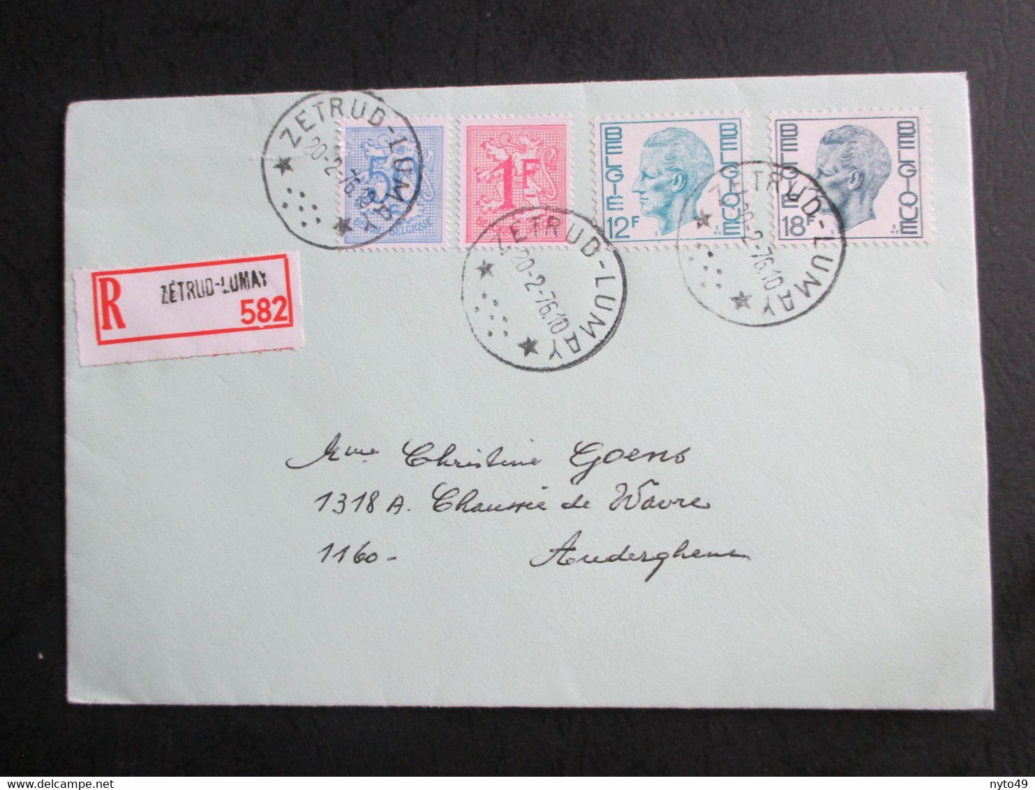 Elström - Op Aangetekende Brief Uit Zetrud-Lumay (sterstempel) Naar Auderghem - Postmarks With Stars