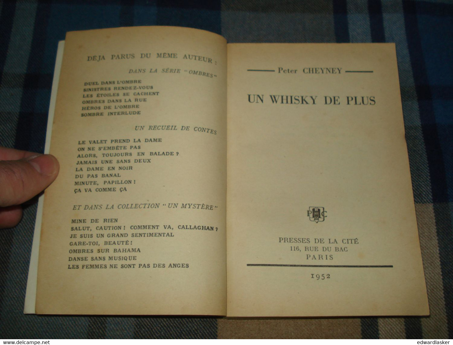 Un MYSTERE N°64 : Un WHISKY De PLUS /Peter CHEYNEY - Mai 1952 - Presses De La Cité