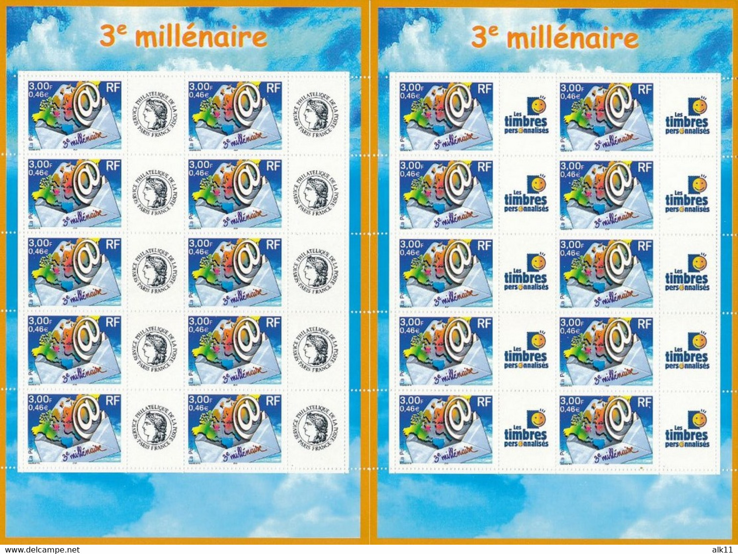 France 2000 - F3365A Deux Bloc Feuillet 3ème Millénaire Personnalisé Logo Ceres Et TPP - Neuf - Ongebruikt